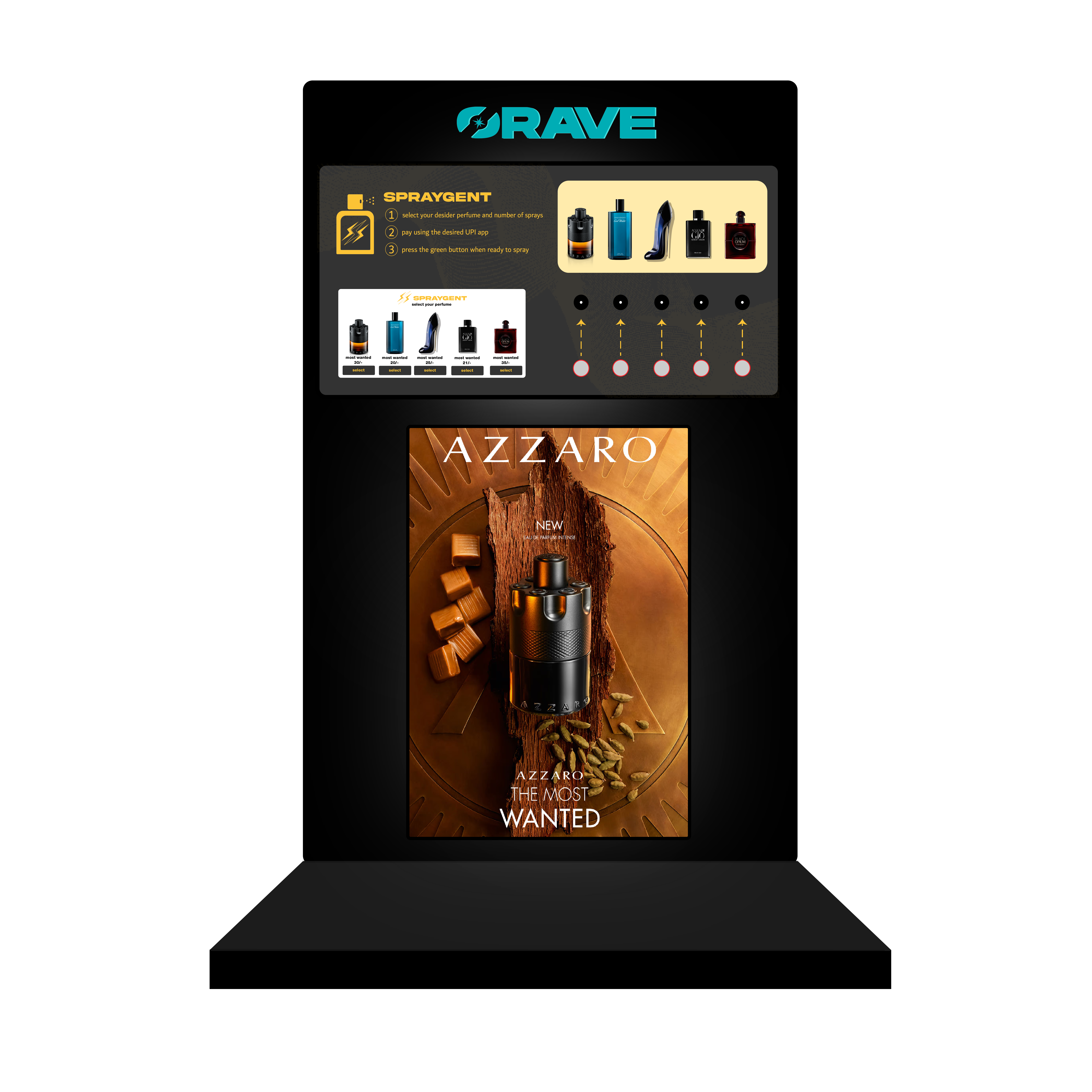 Spraygent front display illuminated